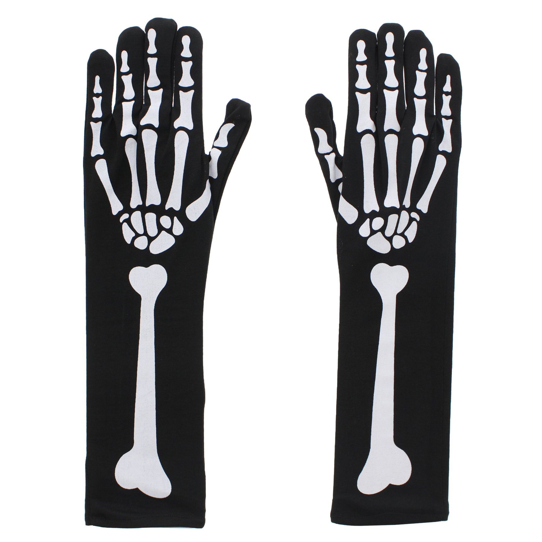 Zac's Alter Ego - Glow In The Dark Long Sleeve Skeleton Gants - Noir/Blanc